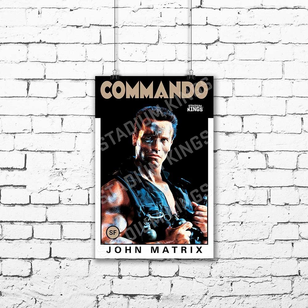 Arnold Schwarzenegger John Matrix Commando 1986 Baseball Card Poster – 11×17 in.