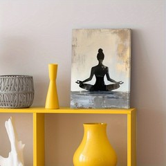 Canvas Art Woman Yoga Silhouette Neutral Texture Meditation Wall Decor