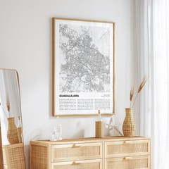 Guadalajara City Map Print, Jalisco Travel Poster, Modern Map, Wall Decor Art