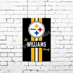 Personalized Pittsburgh Steelers Custom Family Name Poster Art Print- 11×17 in.