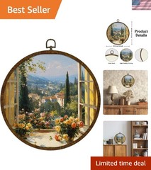 10″ Floral Landscape Round Wall Art – Perfect Rustic Home Aesthetic Gift