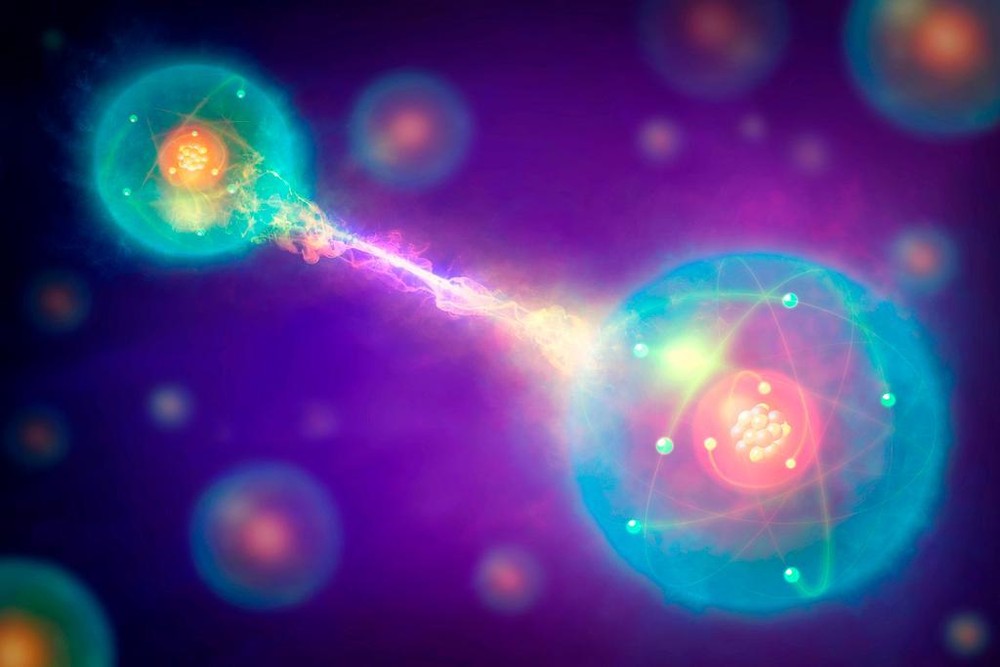 Quantum Entanglement Atoms Attracting Science Diagram Poster 24×36
