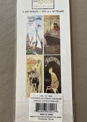 Set Of FOUR French Poster Themed Contemporary Art Prints Fits 4” X 10” Frame~New
