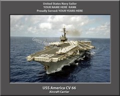 USS America CV 66 Personalized Canvas Ship Photo 4 Print Navy Veteran