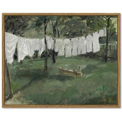 Laundry Room 11x14in Vintage Framed Canvas Wall Art Decor – Natural Framed