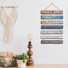 Set of 7 Inspirational Wooden Bible Verse Signs – Rustic Wall Art Decor