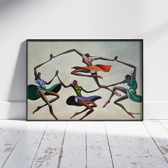 Ernie Barnes Joy Canvas Print African American Dancers Wall Art Modern Poster