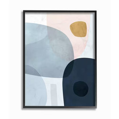 24 In. X 30 In. «Mod Shapes Slate Blue Navy and Peach Overlapping Abstract» by V
