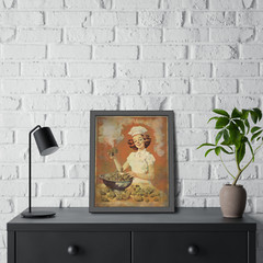 Retro CANNABIS CHEF Wall Art, Vintage Stoner Kitchen Decor, Pothead Cook Poster