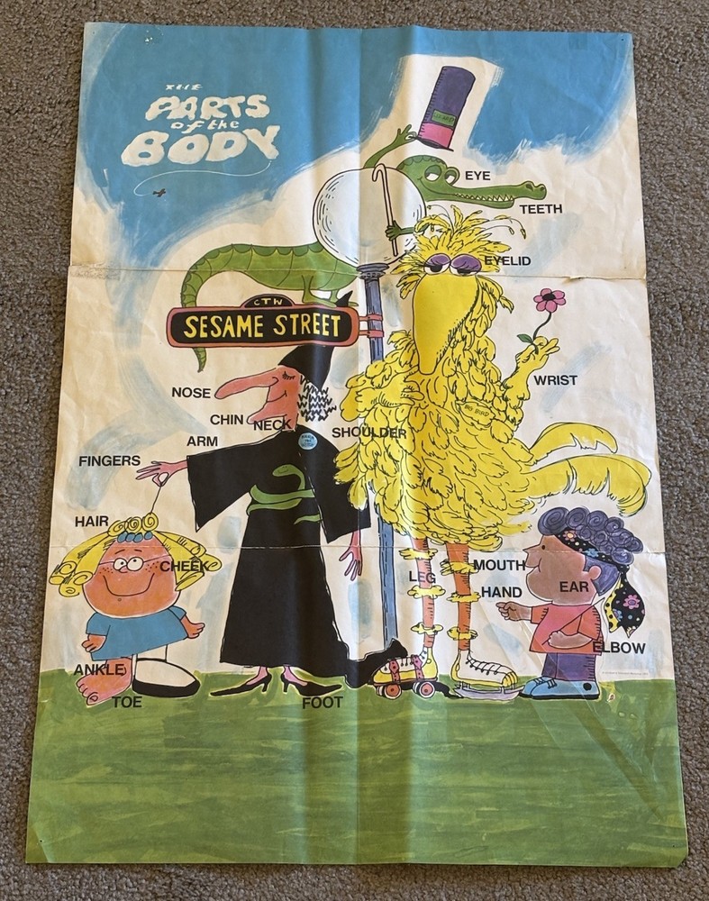 Sesame Street PBS TV Show Parts of the Body Big Bird Education Learning Poster
