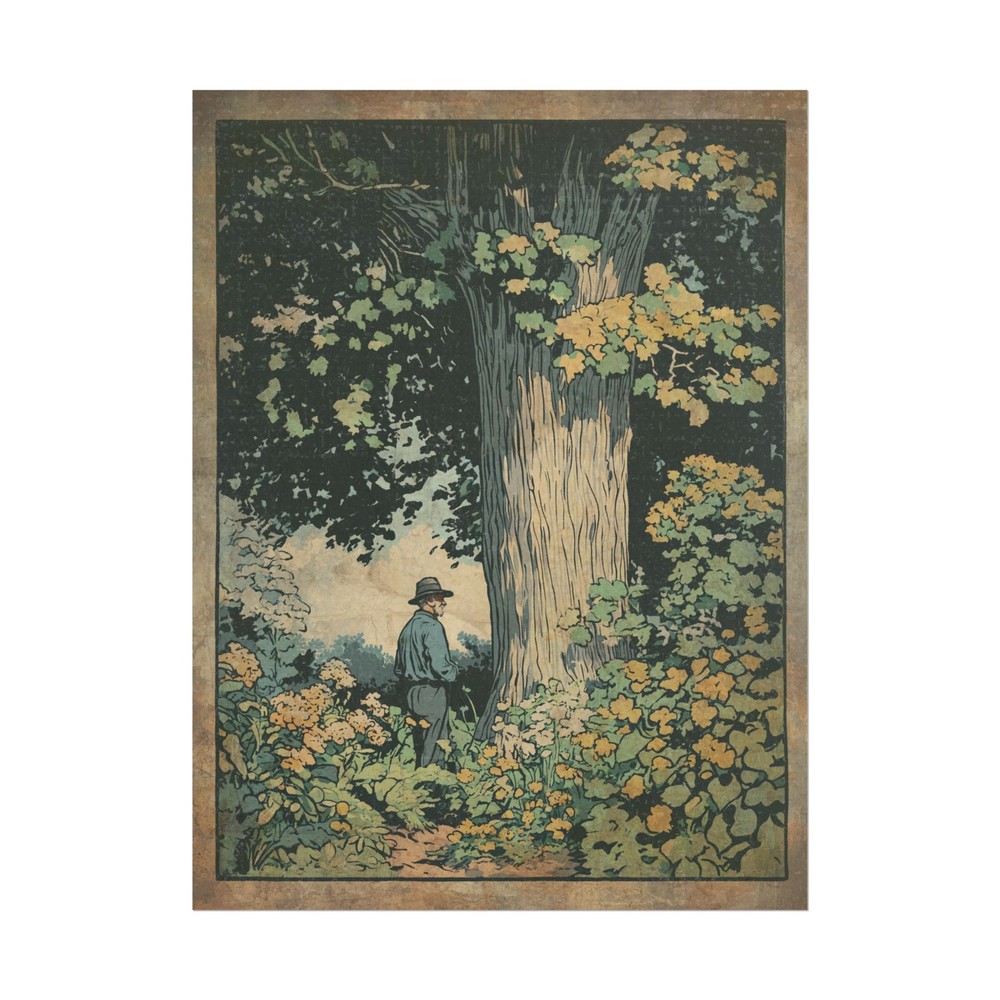 Vintage TREE FLOWER NATURE Wall Art, Tree Of Life Botanical Poster, Floral Decor