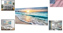 Stunning 30×60 Inch Sunset and Ocean Waves Canvas Print for Home Elegance