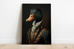 Renaissance Duck Portrait Canvas, Vintage Animal Wall Art Print