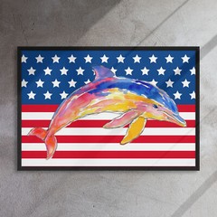 Dolphin watercolor 36×24 Framed Canvas Print
