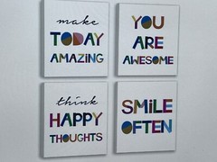 Watercolor Words HPNIUB Inspirational Quote Art Print, Set of 4 Pcs (8X10inch)
