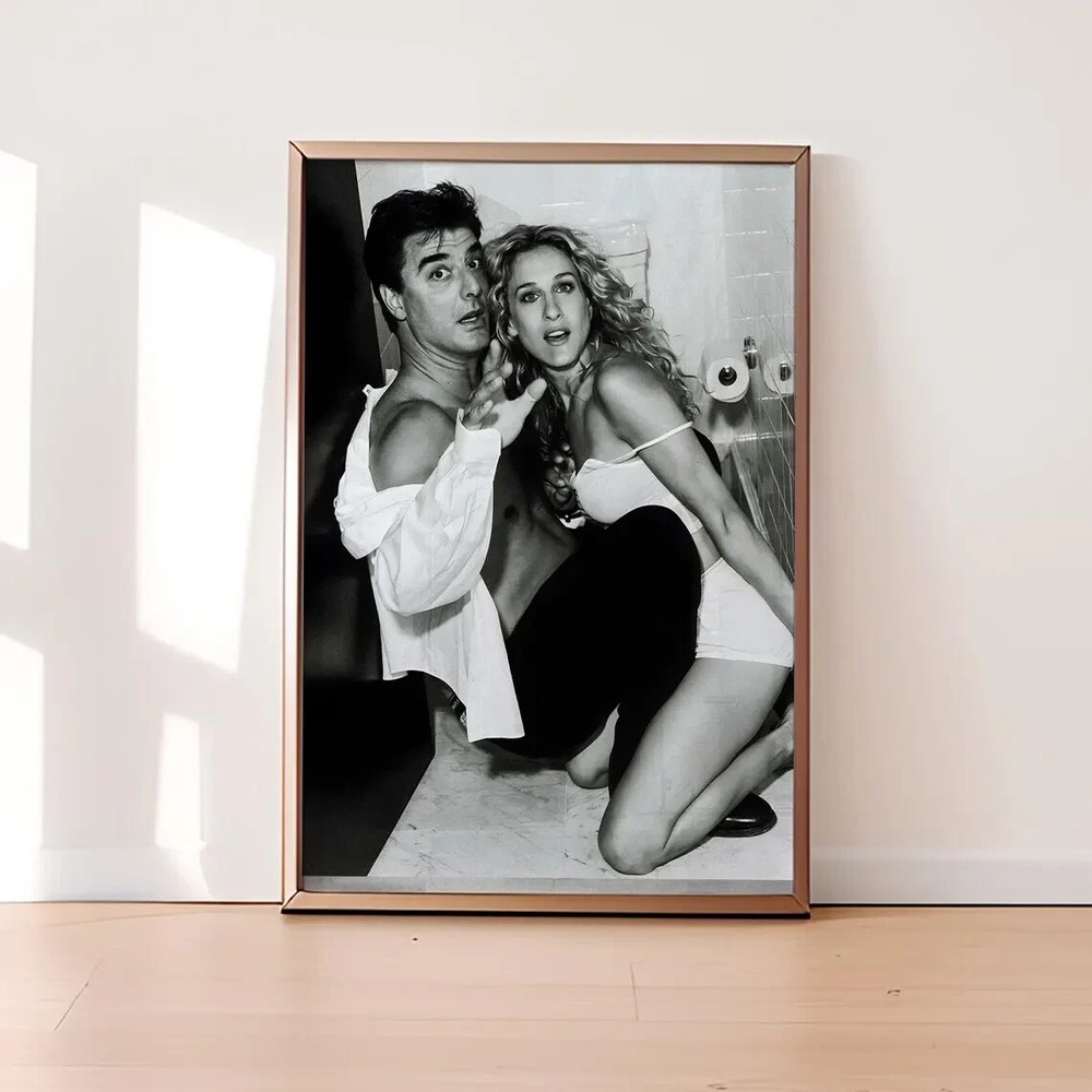 Carrie and Mr Big Poster, Classic Romance Photo Print, Monochrome Decor
