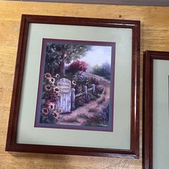 Vtg Joan Cole Garden Landscape Framed Art Prints Set 2 Home Interior Cottagecore