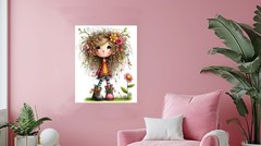 16×20 Quirky Flower Girl Canvas Print Wall Art
