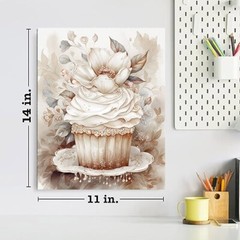 11×14 Cupcake in White Kitchen Canvas Print Wall Art