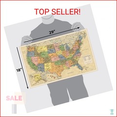 2 Pack – Laminated World Map & US Map Poster Set – Wall Chart Map of the World &