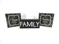 Set Of 2 Home and Together Art Canvas Wall hangings Pictures / 1 Family Wood Art