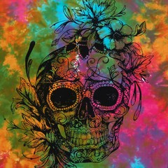 Cotton Floral Skull Tapestry Wall Hanging Poster Indian Home Decor Wall Posters