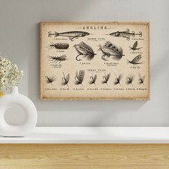 Classic Angling Flies Poster – Vintage Salmon & Trout Lures, Fishing Room Decor