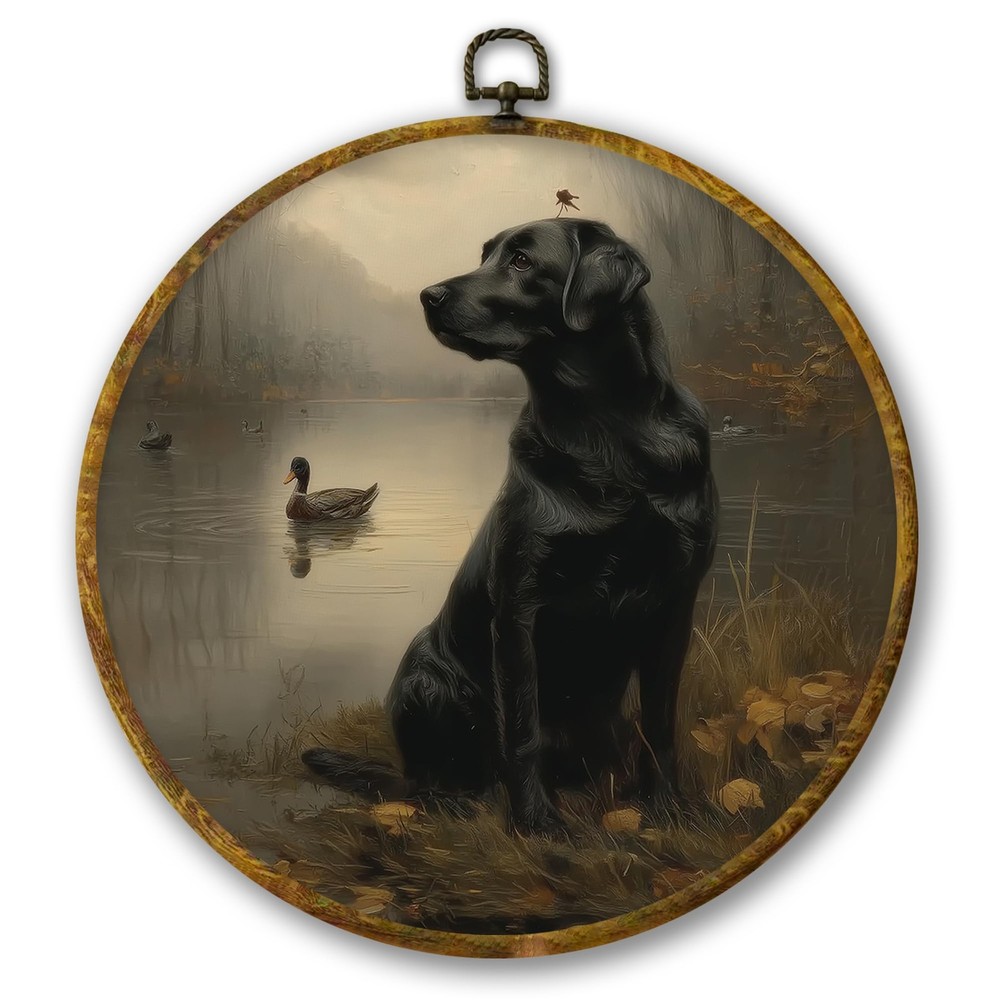 Vintage Labrador Retriever Duck Wall Art Decor, Black Lab Gifts Framed Canvas…