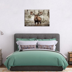 Majestic Moose Canvas Art – 24×36 Rustic Wildlife Home Decor Print