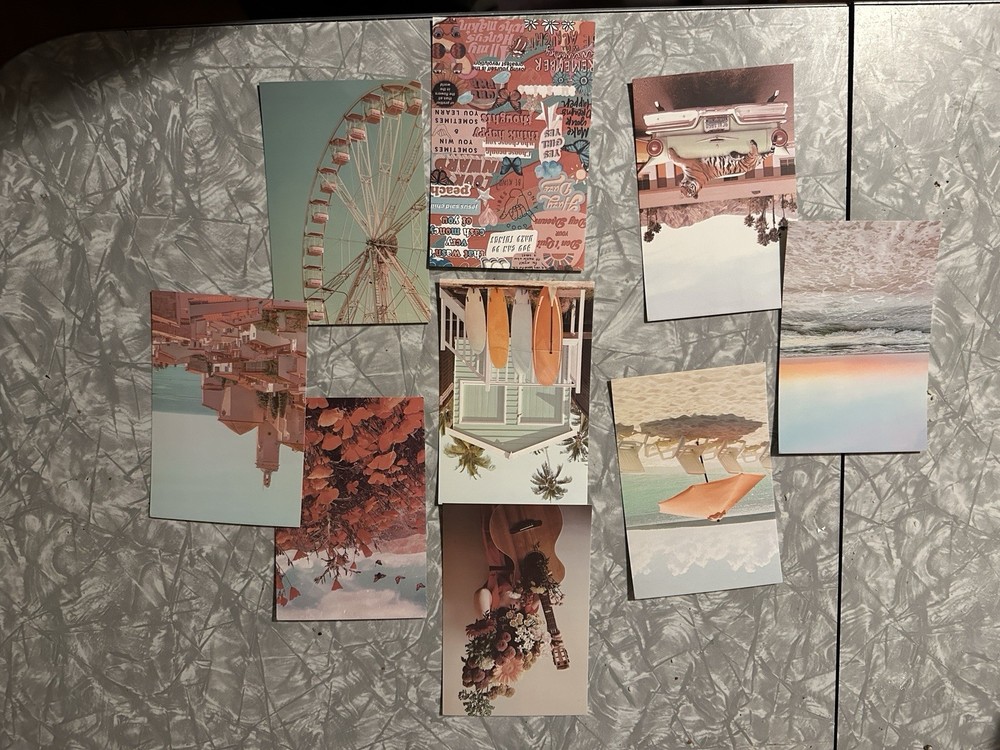 17PCS Wall Collage Kit Aesthetic Picture Postcard Background Pink DIY Home Decor