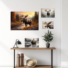 Large Moose Wall Art – Rustic Wildlife Canvas Picture, 12×18 for Home Decor
