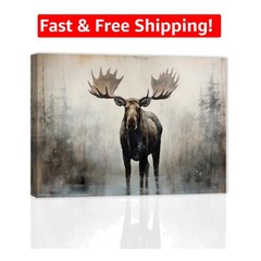 Large Moose Wall Art – Rustic Wildlife Canvas Picture, 12×18 for Home Decor