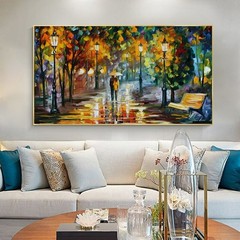 Couple Walk in Rain Canvas Painting Canvas Wall Art Canvas Print Art Home Décor