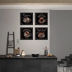 COFFEE WALL ART Kitchen Decor Cup Canvas Vintage Latte Mocha Cafe By