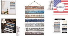 Set of 7 Inspirational Wooden Bible Verse Signs – Rustic Wall Art Decor