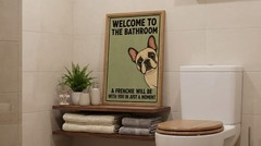 Vintage French Bulldog Poster Funny Frenchie Bathroom Wall Art Decor Print