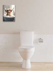 Bathroom Wall Art 12x16in Highland Cow Wall DecorWaterproof Wood Framed Canva…