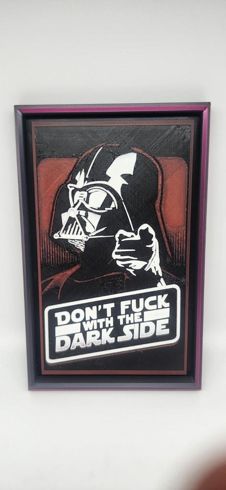 Darth Vader Funny Meme Wall Art Framed 3D Star Wars Dark Side Sign 8.5”x6” Decor