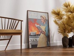 Vintage Style Kitchen Art Print, Fashion Magazine Wall Art, Funny Cooking