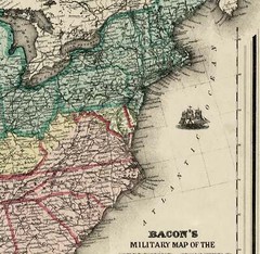 Bacons 1862 Military US Civil War Map Shewing Forts, Fortifications Wall Print