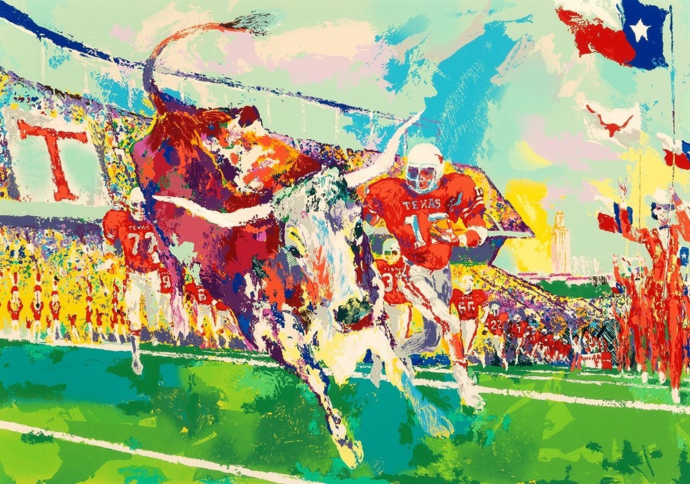 Canvas art print giclée poster pillow. Texas longhorns football
