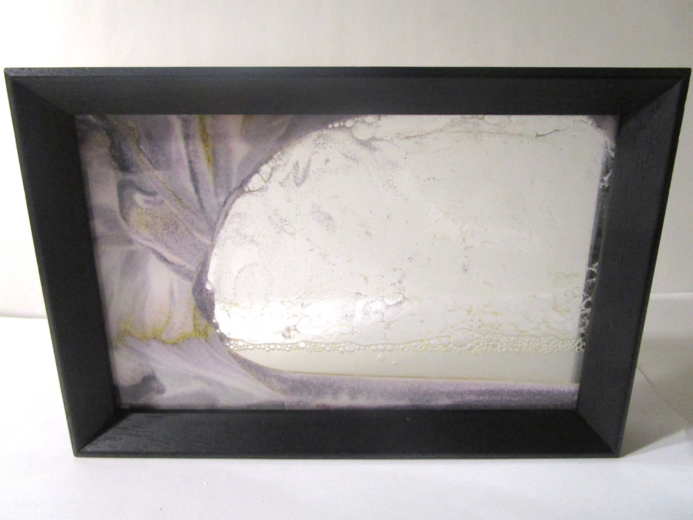 Sand Art Gold Purple Sparkling Wave Unique Changing Black Framed Wall Picture