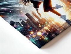 Wall Art Urban Dancer Girl City Skyline Surreal Portrait Canvas Print Poster