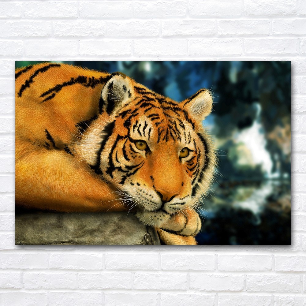 Thinking Tiger Canvas Painting Wall Art Home Room Decor Poster Print Wall Mural