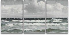 Wall26 Canvas Wall Art Set of 3 – Coastal Ocean Wave Watercolor Seascape Prints