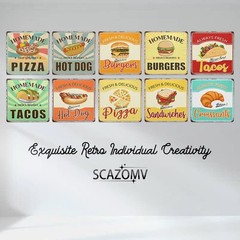 Pizza Tin Signs Funny Food Poster Vintage Metal Sign Wall Decor for Home Kitc…