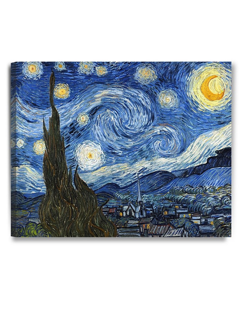 DECORARTS – Starry Night, Vincent Van Gogh Art 30″L x 24″W, Night