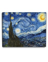 DECORARTS – Starry Night, Vincent Van Gogh Art 30″L x 24″W, Night