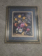 Home Interiors And Gifts Flower Framed Picture Rare Painting 23.5″ X 27.5″