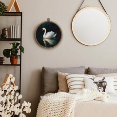 Vintage Swan Wall Art, Retro Animal Linen Matte Finish Print,Farmhouse Swans …